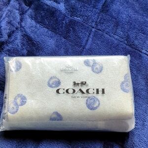 Coach Long Zip Around Wallet With Signature Canvas With Blueberry Print